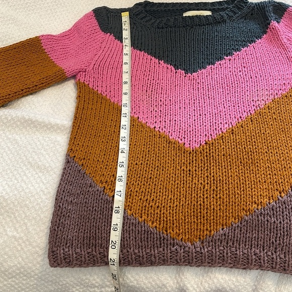 Anthropologie Veroalfie Agaribay Knit Chevron Multi Stripe Sweater size Small - Picture 8 of 8
